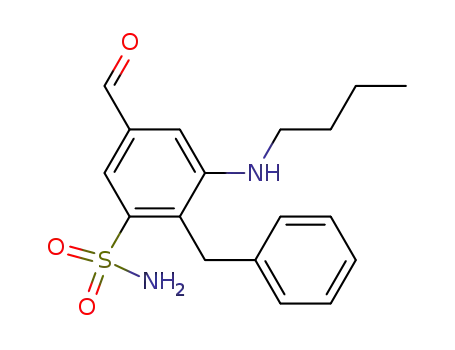 Molecular Structure of 62274-18-4 (Benzenesulfonamide, 3-(butylamino)-5-formyl-2-(phenylmethyl)-)