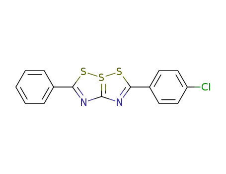 Molecular Structure of 17280-72-7 (4l4-[1,2,4]Dithiazolo[1,5-b][1,2,4]dithiazole,
2-(4-chlorophenyl)-6-phenyl-)