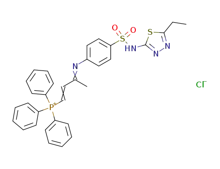 {(E)-3-[(E)-4-(5-Ethyl-[1,3,4]thiadiazol-2-ylsulfamoyl)-phenylimino]-but-1-enyl}-triphenyl-phosphonium; chloride