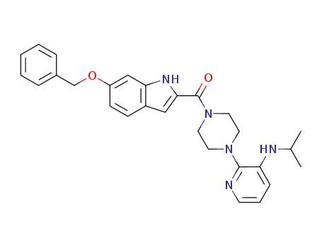 Molecular Structure of 147920-10-3 ([6-(benzyloxy)-1H-indol-2-yl]{4-[3-(propan-2-ylamino)pyridin-2-yl]piperazin-1-yl}methanone)