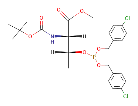 Molecular Structure of 1027489-76-4 ((2S,3R)-3-[Bis-(4-chloro-benzyloxy)-phosphanyloxy]-2-tert-butoxycarbonylamino-butyric acid methyl ester)