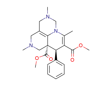 Molecular Structure of 79208-92-7 ((6R,6aR)-2,4,8-Trimethyl-6-phenyl-2,3,8,9-tetrahydro-1H,6H,7H-2,3a,8-triaza-phenalene-5,6a-dicarboxylic acid dimethyl ester)
