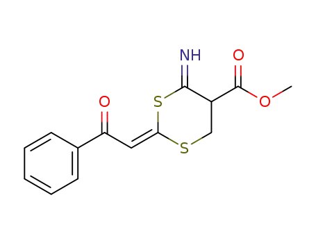Molecular Structure of 74598-48-4 (methyl 2-(benzoylmethylene)-4-imino-1,3-dithian-5-carboxylate)