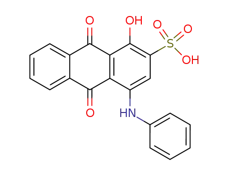 Molecular Structure of 113719-51-0 (2-Anthracenesulfonic acid,
9,10-dihydro-1-hydroxy-9,10-dioxo-4-(phenylamino)-)