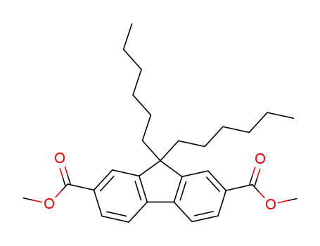 Molecular Structure of 768402-16-0 (9H-Fluorene-2,7-dicarboxylic acid, 9,9-dihexyl-, dimethyl ester)
