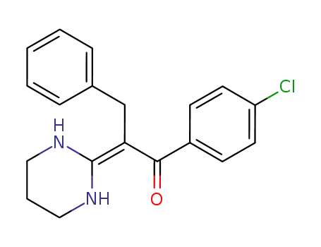 Molecular Structure of 115859-65-9 (1-Propanone,
1-(4-chlorophenyl)-3-phenyl-2-(tetrahydro-2(1H)-pyrimidinylidene)-)