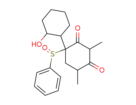 Molecular Structure of 101383-27-1 (1-Benzenesulfinyl-2'-hydroxy-3,5-dimethyl-bicyclohexyl-2,4-dione)