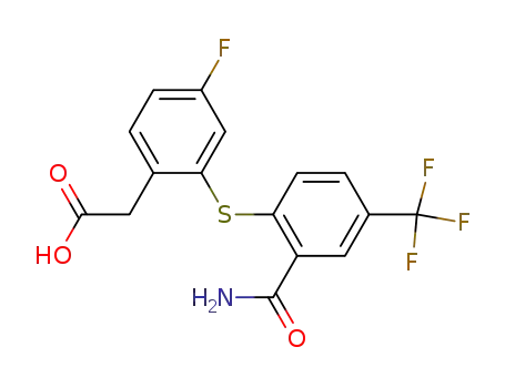 Molecular Structure of 77795-60-9 (<2-(2-aminocarbonyl-4-trifluoromethylphenylthio)-4-fluorophenyl>acetic acid)