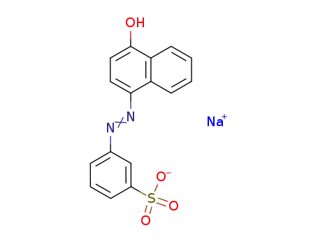 Molecular Structure of 70483-96-4 (Benzenesulfonic acid, 3-[(4-hydroxy-1-naphthalenyl)azo]-, monosodium
salt)