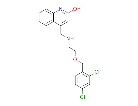 Molecular Structure of 134480-61-8 (2-hydroxy-4-<N-(2,4-dichlorobenzyloxyethyl)aminomethyl>quinoline)