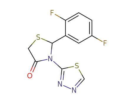 Molecular Structure of 138225-73-7 (4-Thiazolidinone, 2-(2,5-difluorophenyl)-3-(1,3,4-thiadiazol-2-yl)-)