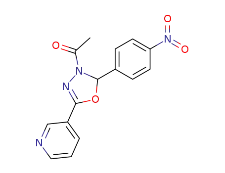 Molecular Structure of 89813-94-5 (1,3,4-Oxadiazole, 3-acetyl-2,3-dihydro-2-(4-nitrophenyl)-5-(3-pyridinyl)-)