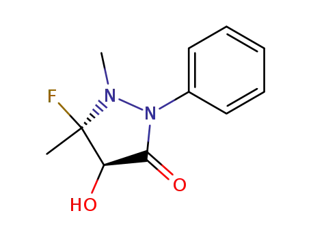 Molecular Structure of 95601-78-8 (3-Pyrazolidinone, 5-fluoro-4-hydroxy-1,5-dimethyl-2-phenyl-, cis-)