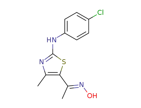 Molecular Structure of 88324-05-4 (Ethanone, 1-[2-[(4-chlorophenyl)amino]-4-methyl-5-thiazolyl]-, oxime)