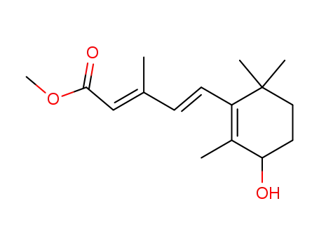Molecular Structure of 38962-47-9 (2,4-Pentadienoic acid,
5-(3-hydroxy-2,6,6-trimethyl-1-cyclohexen-1-yl)-3-methyl-, methyl ester,
(E,E)-)