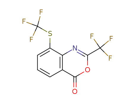 Molecular Structure of 114351-18-7 (2-Trifluoromethyl-8-trifluoromethylsulfanyl-benzo[d][1,3]oxazin-4-one)