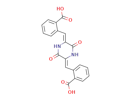 Molecular Structure of 85335-04-2 (2,2'-<3,6-dioxopiperazine-2,5-diylidenebis(methylidyne)>bis(benzoic acid))