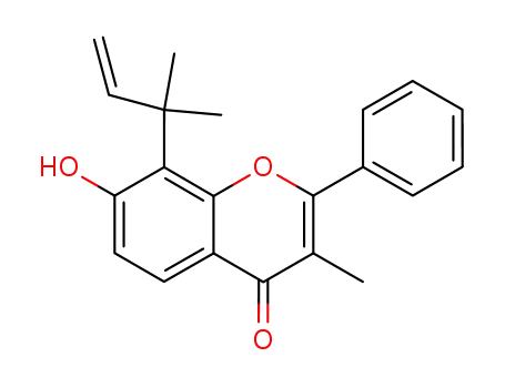 Molecular Structure of 77609-93-9 (8-(1',1'-dimethylallyl)-7-hydroxy-3-methylflavone)
