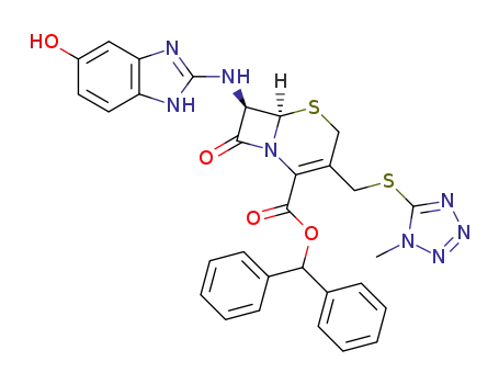 (6R,7R)-7-(5-Hydroxy-1H-benzoimidazol-2-ylamino)-3-(1-methyl-1H-tetrazol-5-ylsulfanylmethyl)-8-oxo-5-thia-1-aza-bicyclo[4.2.0]oct-2-ene-2-carboxylic acid benzhydryl ester