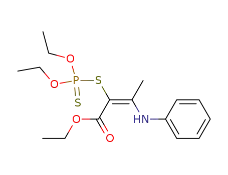 Molecular Structure of 105772-79-0 (2-Butenoic acid, 2-[(diethoxyphosphinothioyl)thio]-3-(phenylamino)-,
ethyl ester, (E)-)