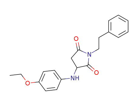 Molecular Structure of 106058-46-2 (2,5-Pyrrolidinedione, 3-[(4-ethoxyphenyl)amino]-1-(2-phenylethyl)-)