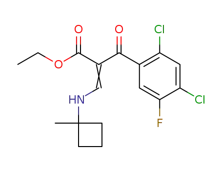 Molecular Structure of 118539-53-0 ((Z)-2-(2,4-Dichloro-5-fluoro-benzoyl)-3-(1-methyl-cyclobutylamino)-acrylic acid ethyl ester)