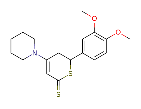 Molecular Structure of 76539-80-5 (6-(3,4-Dimethoxy-phenyl)-4-piperidin-1-yl-5,6-dihydro-thiopyran-2-thione)