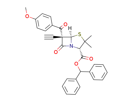 benzhydryl 6-(β-ethynyl)-6-<α-(4'-methoxybenzoyl)>penicillinate