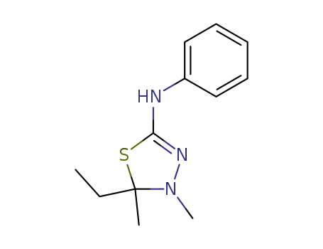 Molecular Structure of 87976-09-8 (1,3,4-Thiadiazol-2-amine, 5-ethyl-4,5-dihydro-4,5-dimethyl-N-phenyl-)