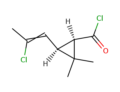 Molecular Structure of 97372-54-8 (Cyclopropanecarbonyl chloride, 3-(2-chloro-1-propenyl)-2,2-dimethyl-, [1R-[1alpha,3alpha(E)]]- (9CI))