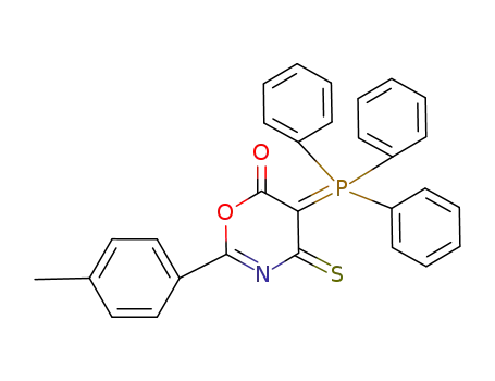 Molecular Structure of 75508-95-1 (4-Thioxo-2-p-tolyl-5-(triphenyl-λ<sup>5</sup>-phosphanylidene)-4,5-dihydro-[1,3]oxazin-6-one)