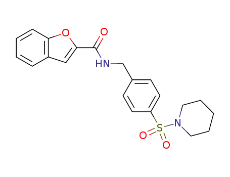 Molecular Structure of 90141-26-7 (2-Benzofurancarboxamide, N-[[4-(1-piperidinylsulfonyl)phenyl]methyl]-)
