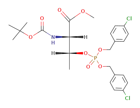 Molecular Structure of 128858-32-2 ((2S,3R)-3-[Bis-(4-chloro-benzyloxy)-phosphoryloxy]-2-tert-butoxycarbonylamino-butyric acid methyl ester)