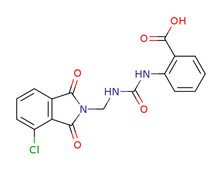 Molecular Structure of 91626-75-4 (Benzoic acid,
2-[[[[(4-chloro-1,3-dihydro-1,3-dioxo-2H-isoindol-2-yl)methyl]amino]carb
onyl]amino]-)