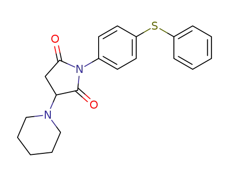 Molecular Structure of 89143-31-7 (2,5-Pyrrolidinedione, 1-[4-(phenylthio)phenyl]-3-(1-piperidinyl)-)