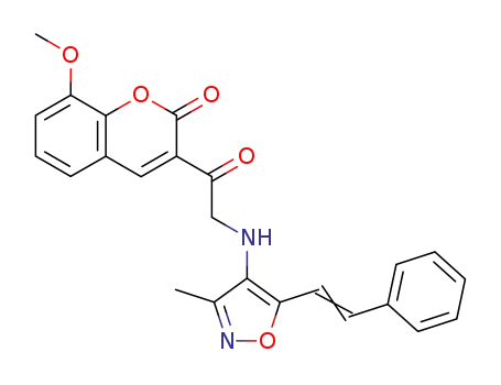 Molecular Structure of 874983-88-7 (2H-1-Benzopyran-2-one,
8-methoxy-3-[[[3-methyl-5-(2-phenylethenyl)-4-isoxazolyl]amino]acetyl]-)