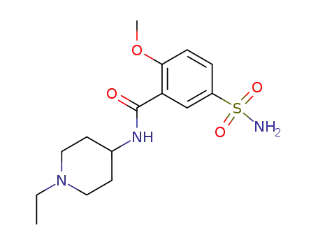 Molecular Structure of 102535-19-3 (N-(1-Ethyl-piperidin-4-yl)-2-methoxy-5-sulfamoyl-benzamide)
