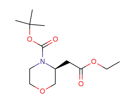Molecular Structure of 761460-04-2 ((S)-tert-Butyl 3-(2-ethoxy-2-oxoethyl)morpholine-4-carboxylate)