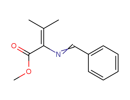 Molecular Structure of 62125-73-9 (2-Butenoic acid, 3-methyl-2-[(phenylmethylene)amino]-, methyl ester)