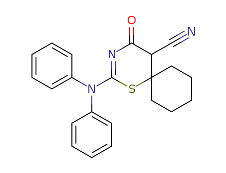 Molecular Structure of 113002-10-1 (1-Thia-3-azaspiro[5.5]undec-2-ene-5-carbonitrile,
2-(diphenylamino)-4-oxo-)
