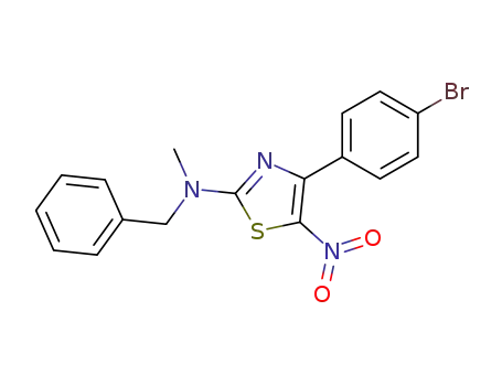 Molecular Structure of 89563-60-0 (2-Thiazolamine, 4-(4-bromophenyl)-N-methyl-5-nitro-N-(phenylmethyl)-)