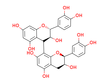 Molecular Structure of 15514-06-4 ([4,8'-Bi-2H-1-benzopyran]-3,3',5,5',7,7'-hexol,2,2'-bis(3,4-dihydroxyphenyl)-3,3',4,4'-tetrahydro-)