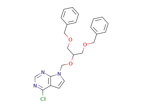 Molecular Structure of 123148-79-8 (4-chloro-7-<<1,3-bis(benzyloxy)-2-propoxy>methyl>pyrrolo<2,3-d>pyrimidine)