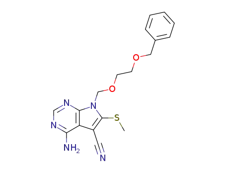 2-amino-5-cyano-6-(methylthio)-7-<(2-(benzyloxy)ethoxy>methyl>pyrrolo<2,3-d>pyrimidine