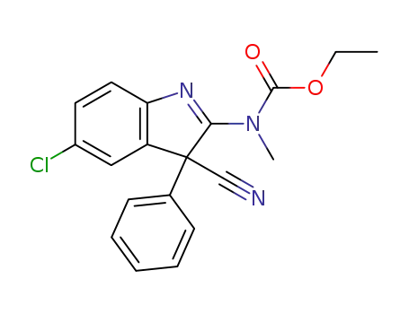 Molecular Structure of 79859-78-2 (5-chloro-3-cyano-2-(N-methylethoxycarbonylamino)-3-phenyl-3H-indole)