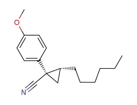Molecular Structure of 139344-94-8 (Cyclopropanecarbonitrile, 2-hexyl-1-(4-methoxyphenyl)-)