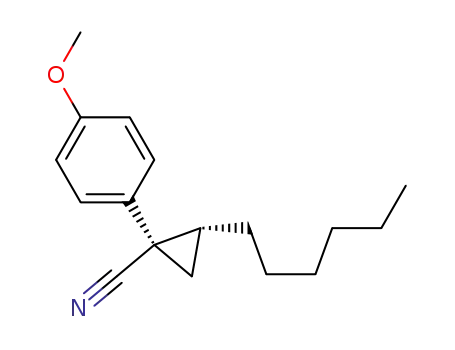 Molecular Structure of 139344-94-8 (Cyclopropanecarbonitrile, 2-hexyl-1-(4-methoxyphenyl)-)