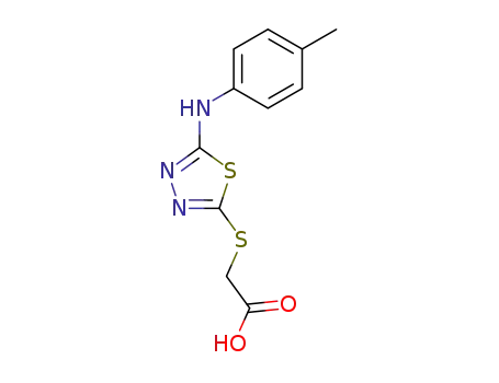 Molecular Structure of 68161-35-3 (Acetic acid, [[5-[(4-methylphenyl)amino]-1,3,4-thiadiazol-2-yl]thio]-)