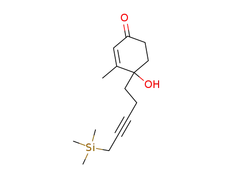 Molecular Structure of 130434-23-0 (4-Hydroxy-3-methyl-4-(5-trimethylsilanyl-pent-3-ynyl)-cyclohex-2-enone)