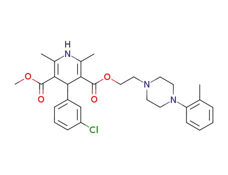 Molecular Structure of 90096-01-8 (3,5-Pyridinedicarboxylic acid,
4-(3-chlorophenyl)-1,4-dihydro-2,6-dimethyl-, methyl
2-[4-(2-methylphenyl)-1-piperazinyl]ethyl ester)